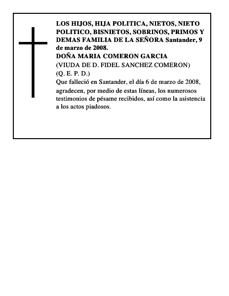 DOÑA MARIA COMERON GARCIA