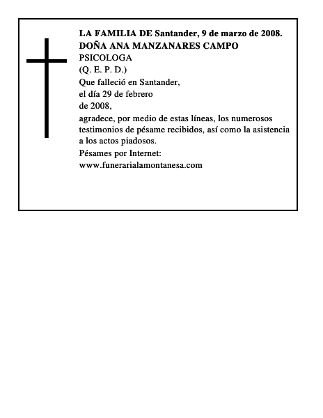 DOÑA ANA MANZANARES CAMPO
