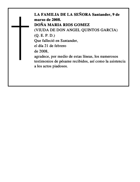 DOÑA MARIA RIOS GOMEZ