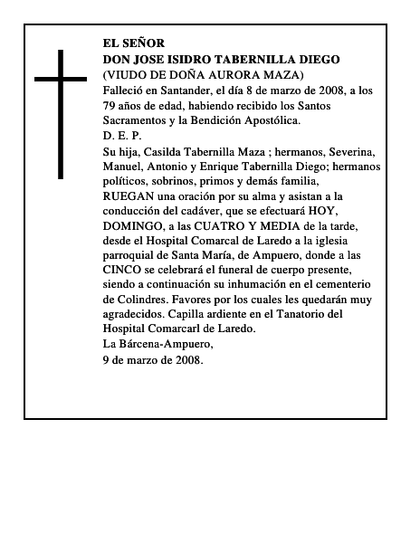 DON JOSE ISIDRO TABERNILLA DIEGO
