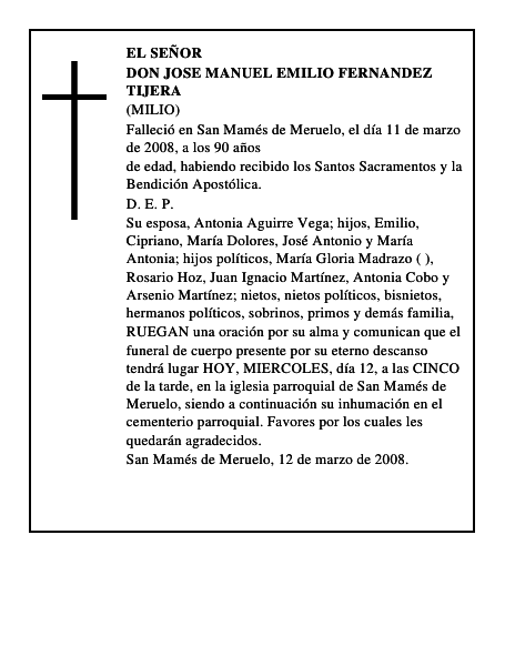 DON JOSE MANUEL EMILIO FERNANDEZ TIJERA