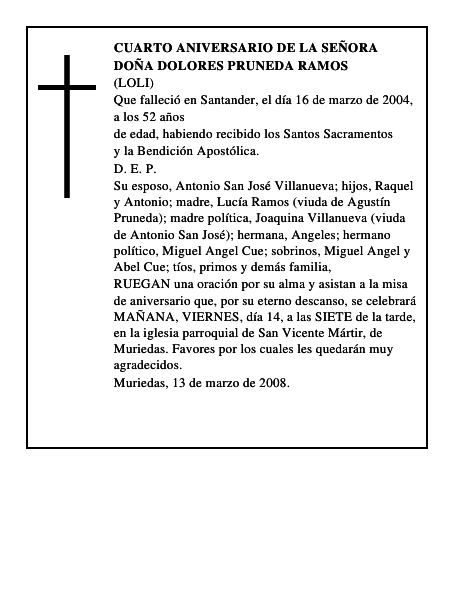 DOÑA DOLORES PRUNEDA RAMOS