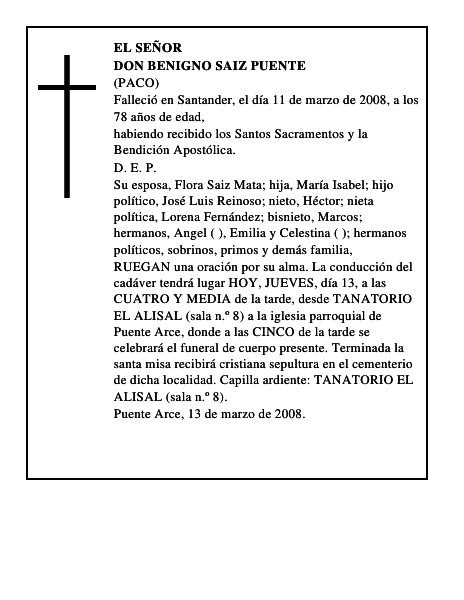 DON BENIGNO SAIZ PUENTE