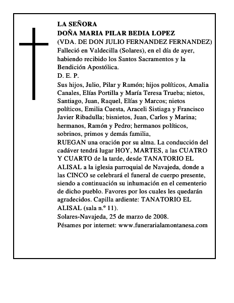 DOÑA MARIA PILAR BEDIA LOPEZ
