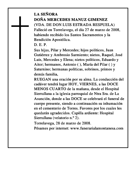 DOÑA MERCEDES MANUZ GIMENEZ