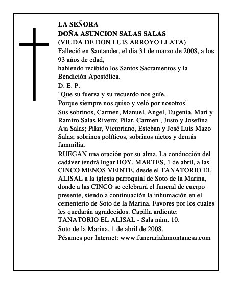 DOÑA ASUNCION SALAS SALAS