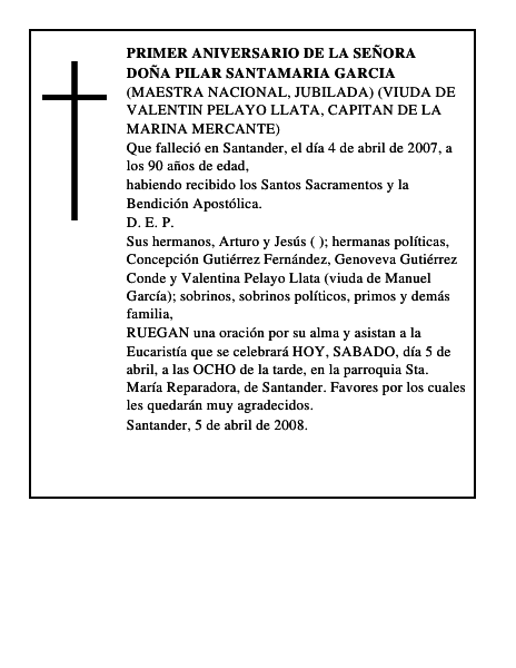 DOÑA PILAR SANTAMARIA GARCIA