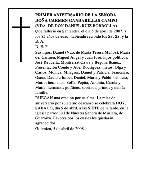 DOÑA CARMEN GANDARILLAS CAMPO