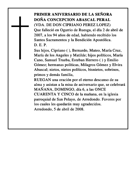 DOÑA CONCEPCION ABASCAL PERAL