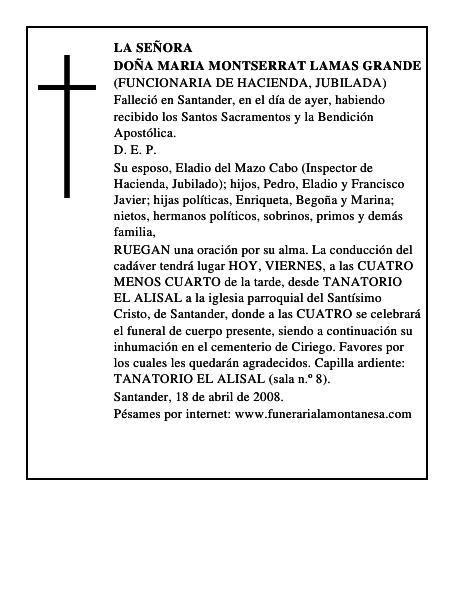 DOÑA MARIA MONTSERRAT LAMAS GRANDE