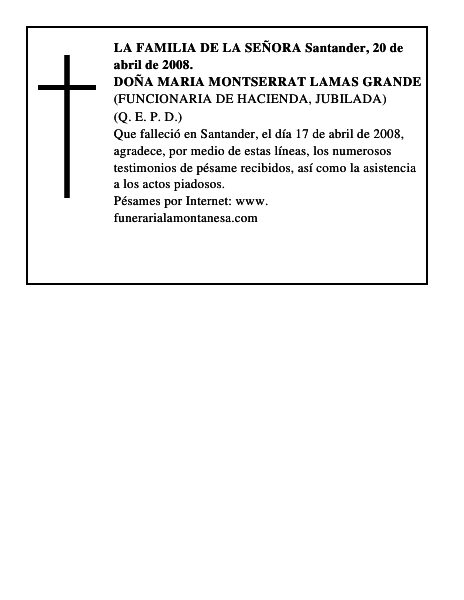 DOÑA MARIA MONTSERRAT LAMAS GRANDE