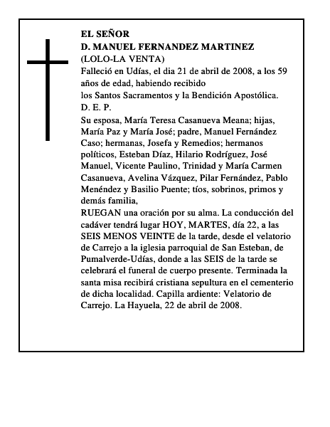 D. MANUEL FERNANDEZ MARTINEZ