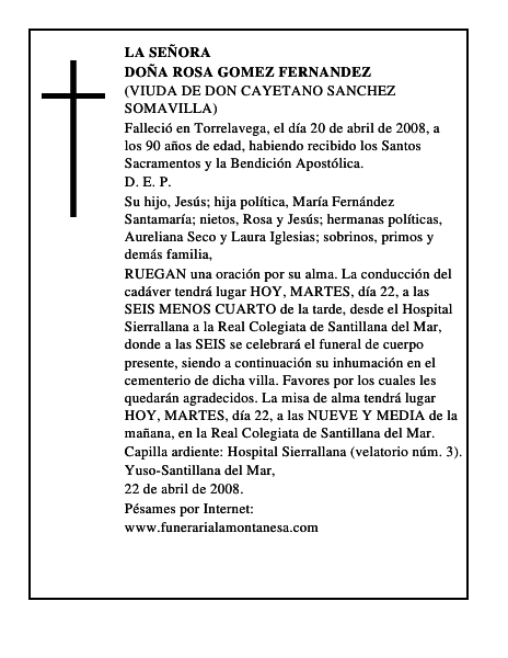 DOÑA ROSA GOMEZ FERNANDEZ