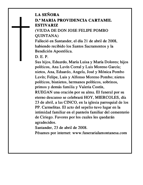 D.ª MARIA PROVIDENCIA CARTAMIL ESTIVARIZ