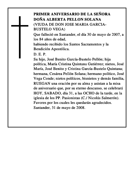 DOÑA ALBERTA PELLON SOLANA