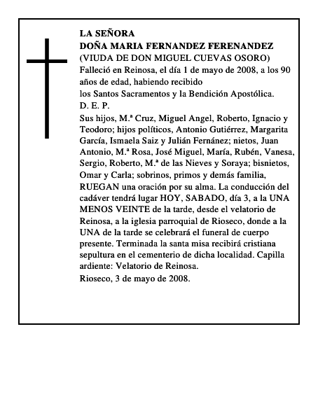 DOÑA MARIA FERNANDEZ FERENANDEZ