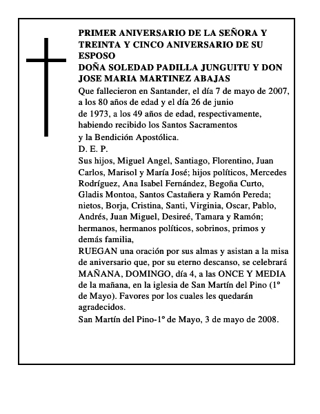 DOÑA SOLEDAD PADILLA JUNGUITU y DON JOSE MARIA MARTINEZ ABAJAS