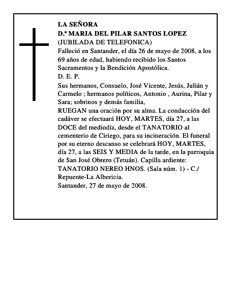 D.ª MARIA DEL PILAR SANTOS LOPEZ