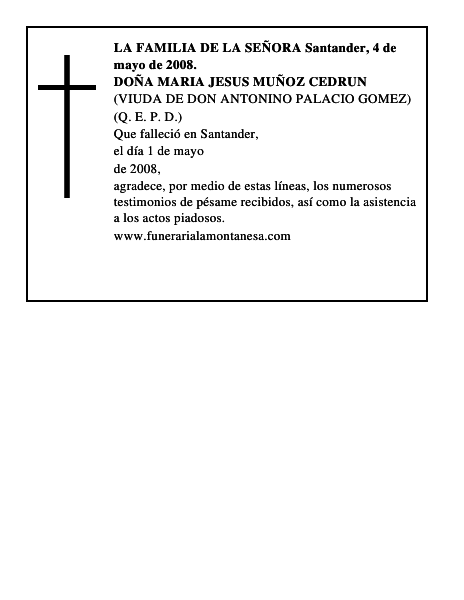 DOÑA MARIA JESUS MUÑOZ CEDRUN