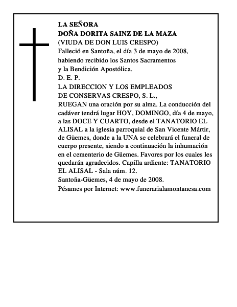 DOÑA DORITA SAINZ DE LA MAZA