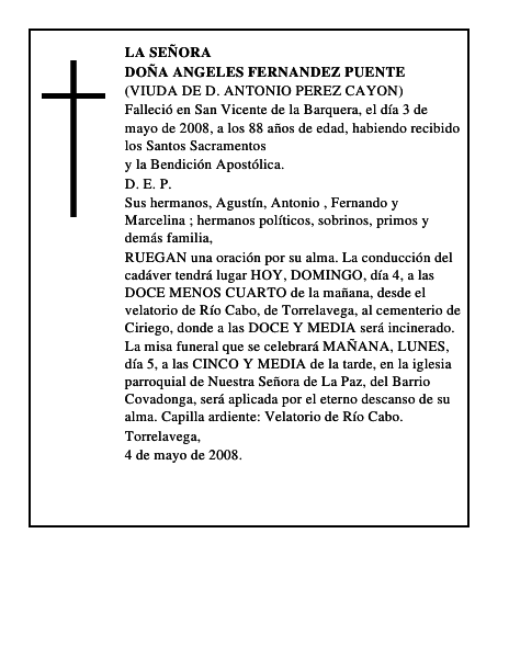 DOÑA ANGELES FERNANDEZ PUENTE