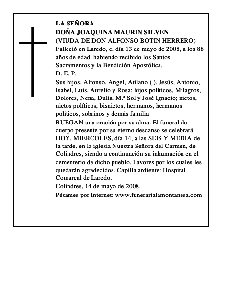 DOÑA JOAQUINA MAURIN SILVEN