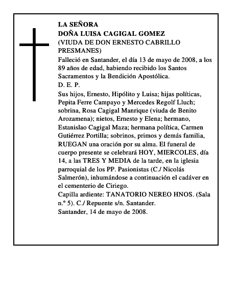 DOÑA LUISA CAGIGAL GOMEZ