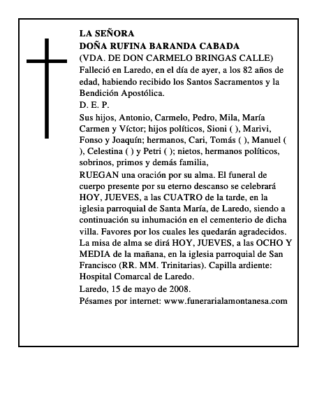 DOÑA RUFINA BARANDA CABADA
