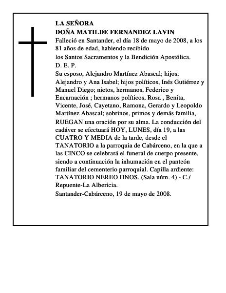 DOÑA MATILDE FERNANDEZ LAVIN