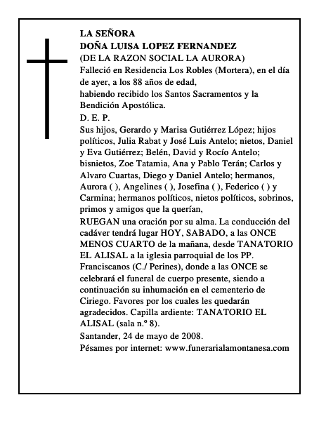 DOÑA LUISA LOPEZ FERNANDEZ