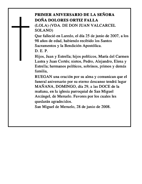DOÑA DOLORES ORTIZ FALLA