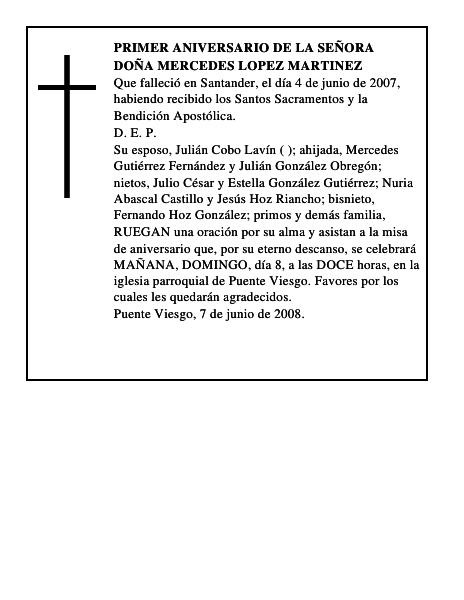 DOÑA MERCEDES LOPEZ MARTINEZ