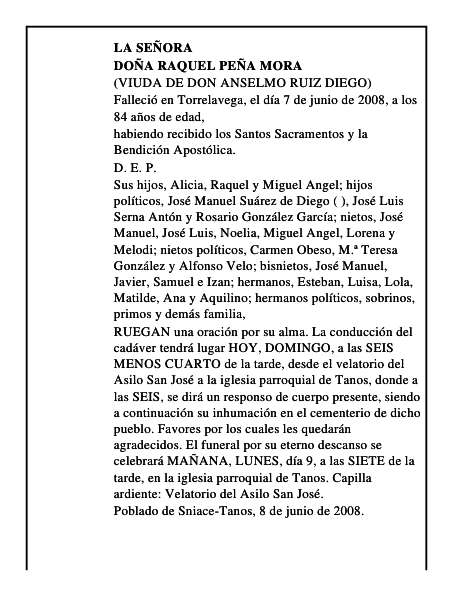 DOÑA RAQUEL PEÑA MORA
