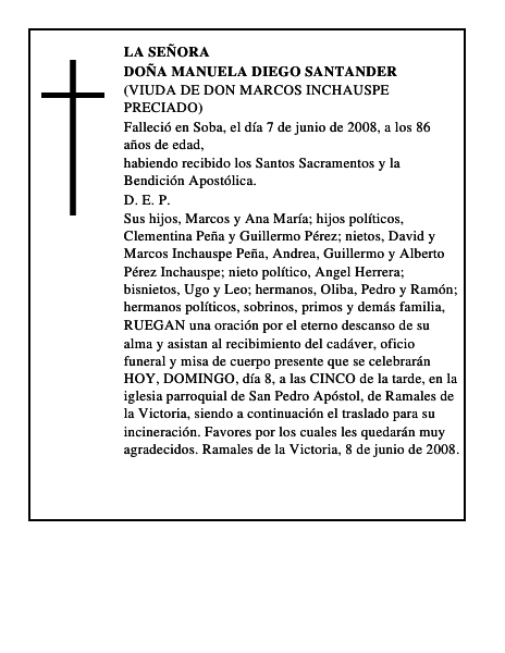 DOÑA MANUELA DIEGO SANTANDER