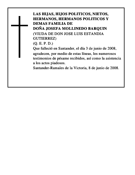 DOÑA JOSEFA MOLLINEDO BARQUIN