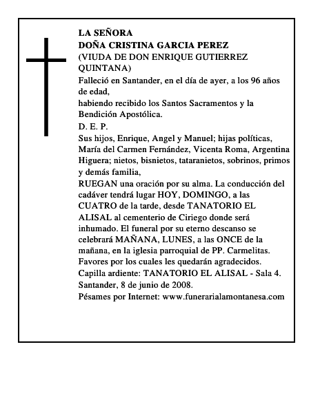 DOÑA CRISTINA GARCIA PEREZ