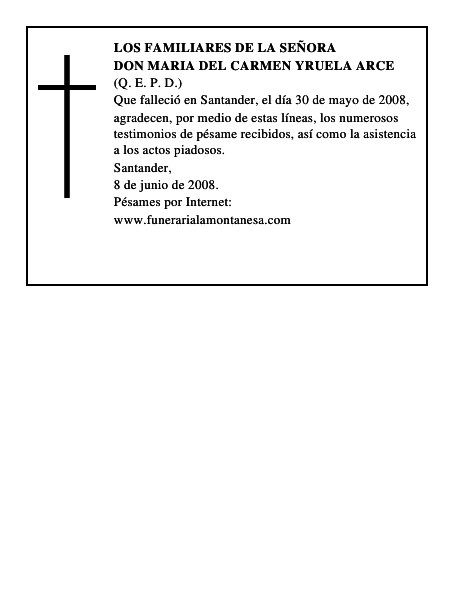 DON MARIA DEL CARMEN YRUELA ARCE