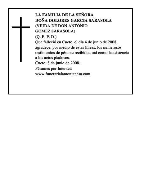 DOÑA DOLORES GARCIA SARASOLA