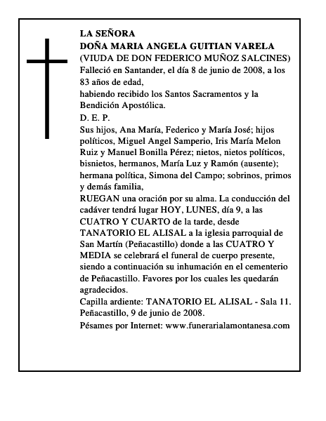 DOÑA MARIA ANGELA GUITIAN VARELA