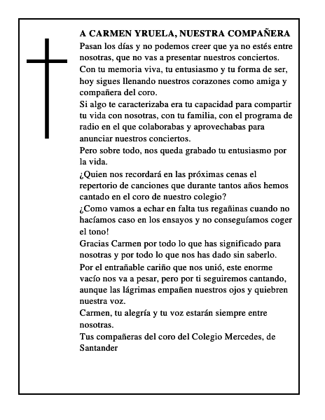 A Carmen Yruela, nuestra compañera