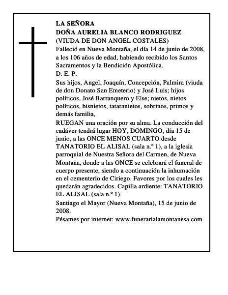 DOÑA AURELIA BLANCO RODRIGUEZ