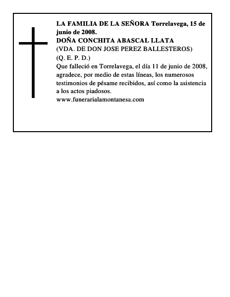 DOÑA CONCHITA ABASCAL LLATA