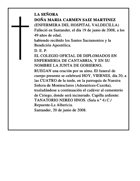 DOÑA MARIA CARMEN SAIZ MARTINEZ