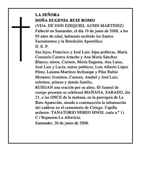 DOÑA EUGENIA RUIZ ROMO