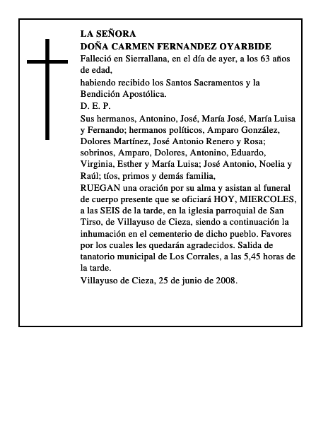 DOÑA CARMEN FERNANDEZ OYARBIDE