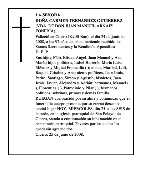 DOÑA CARMEN FERNANDEZ GUTIERREZ