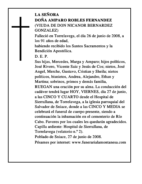 DOÑA AMPARO ROBLES FERNANDEZ