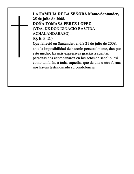 DOÑA TOMASA PEREZ LOPEZ