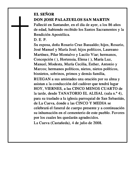 DON JOSE PALAZUELOS SAN MARTIN
