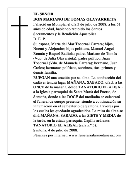 DON MARIANO DE TOMAS OLAVARRIETA
